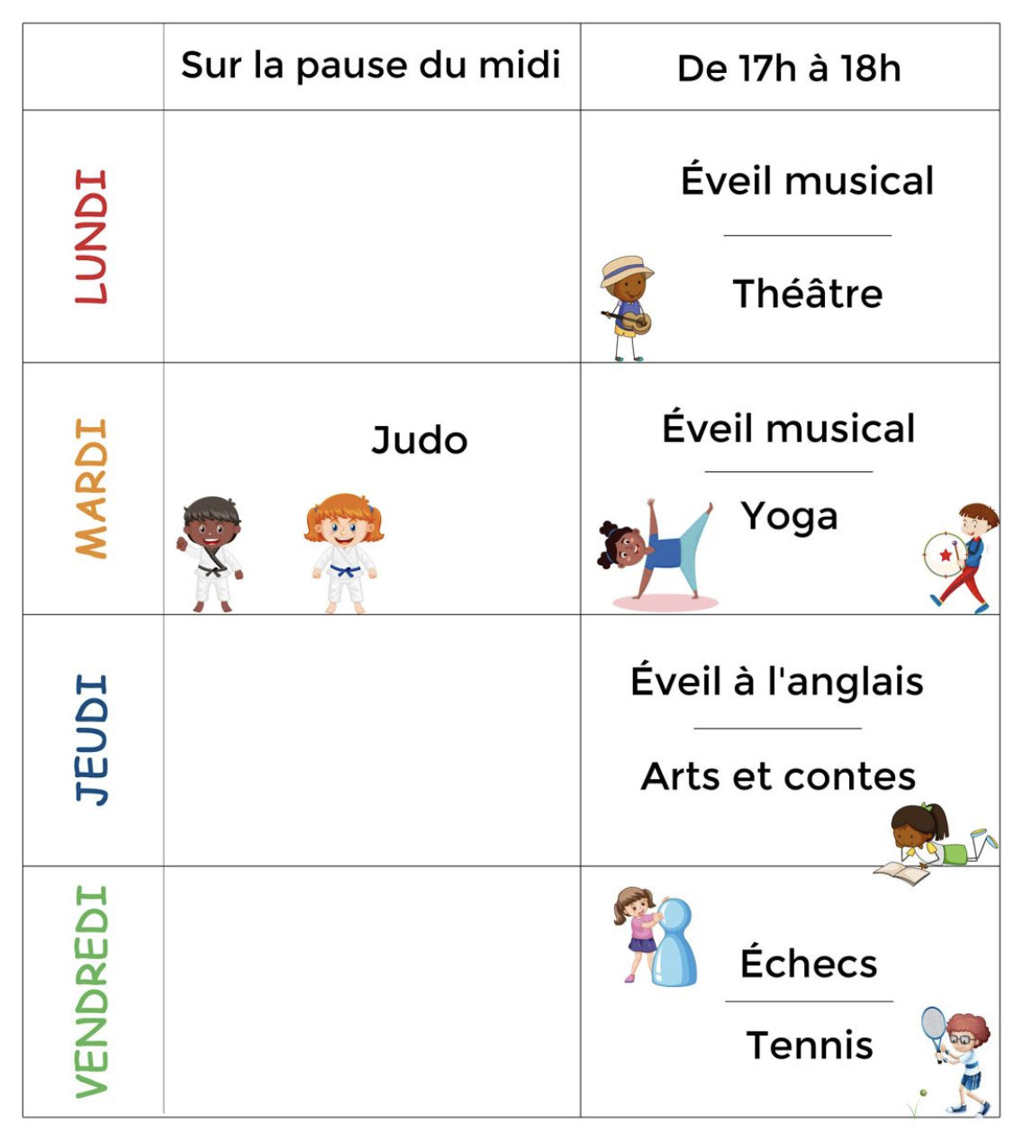 Planning ateliers ARCS maternelle 2026-2027
